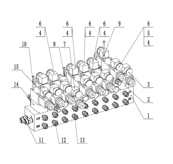 Блок девятиходового электромагнитного клапана